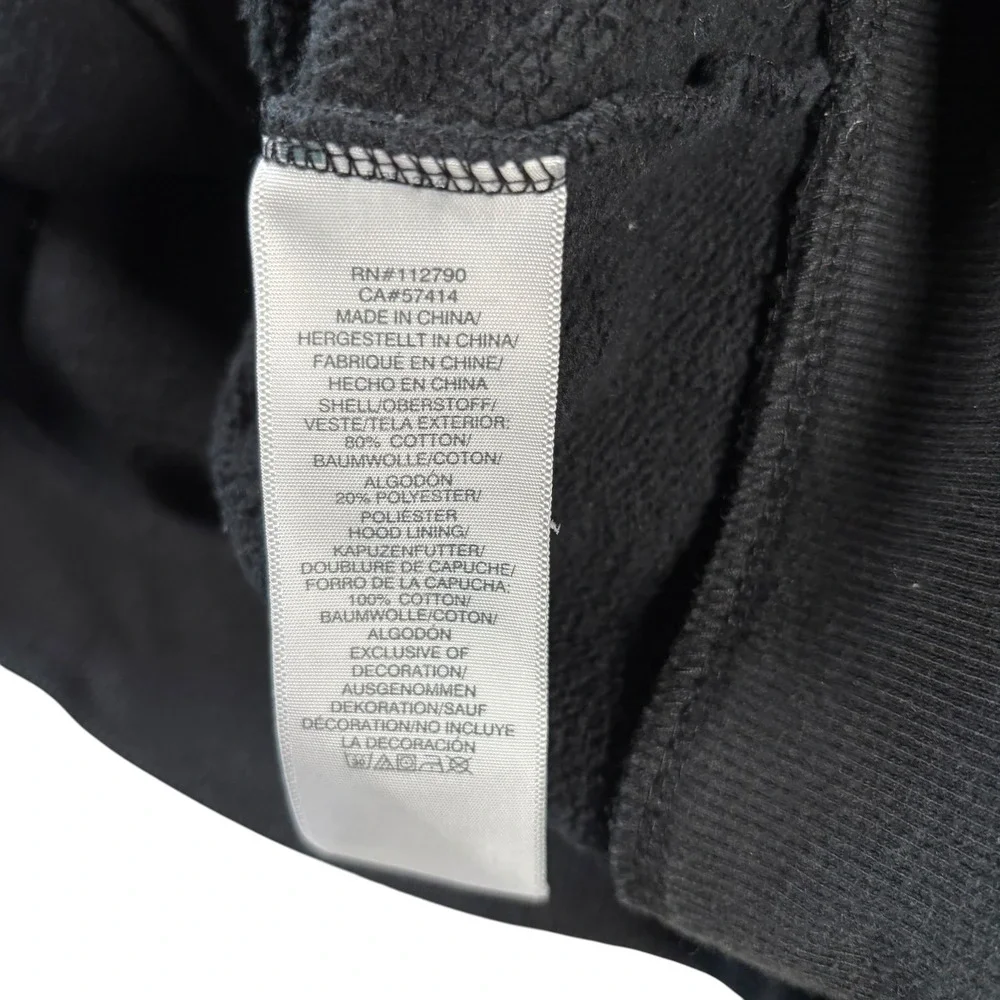 True Religion Zip Up Hoodie Mens M Black Big Graphic Streetwear Y2K Gorpcore